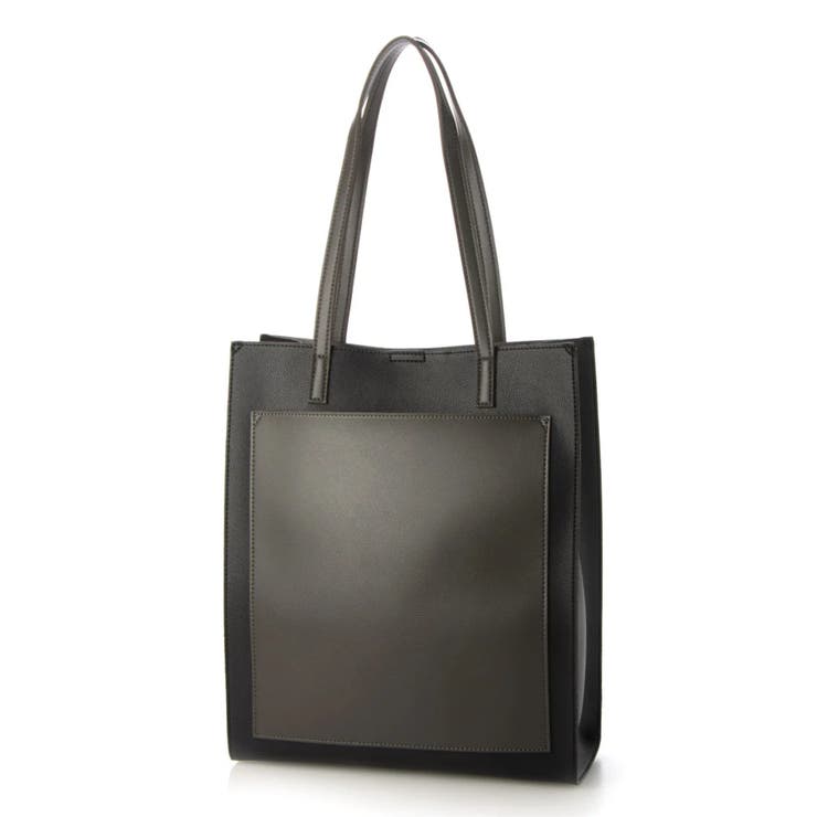 ブラックグレー | カシュカシュ / WEB限定シンセティックレザーフロントポケットトート | UNBILLION