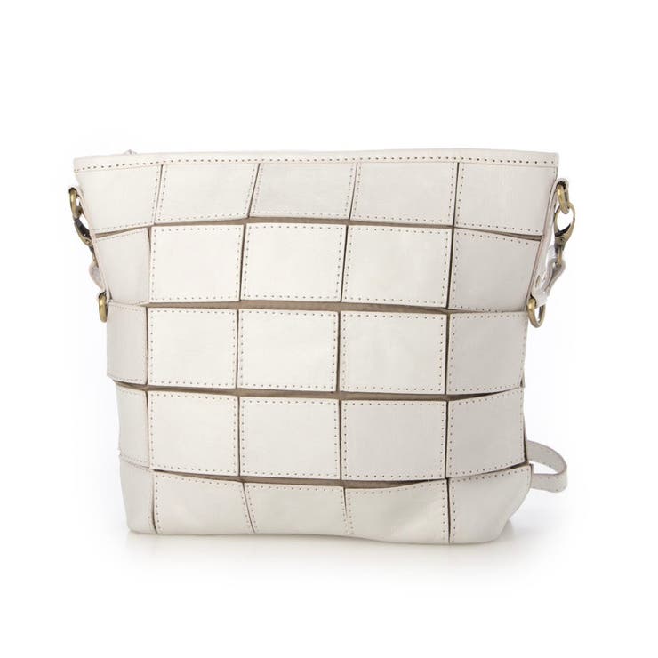 アイボリー | ピークスピーク / 牛革パッチワーク口折れ2wayショルダー | UNBILLION