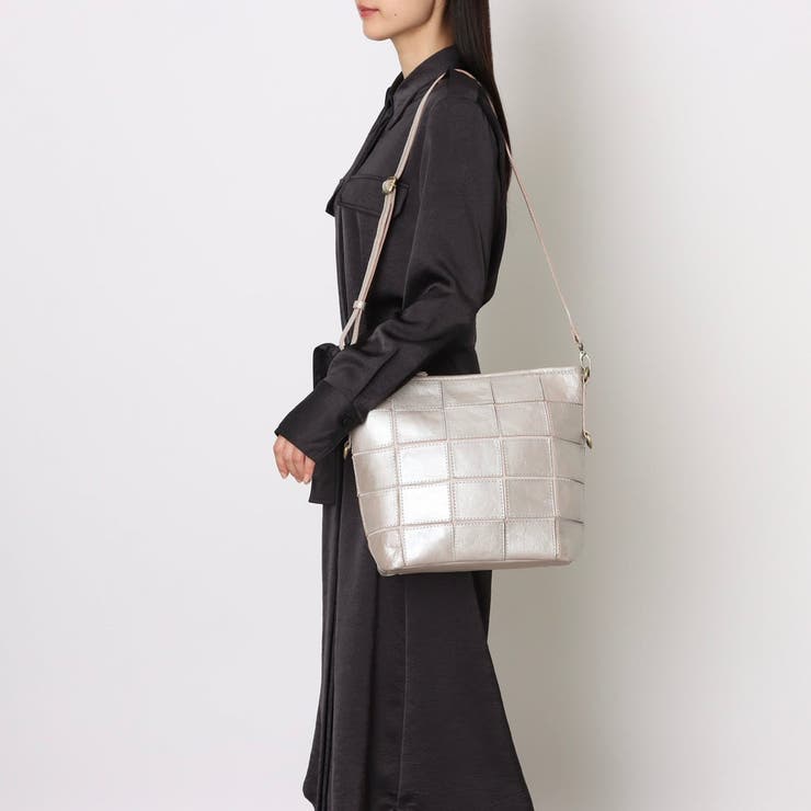 シルバー | ピークスピーク / 牛革パッチワーク口折れ2wayショルダー | UNBILLION