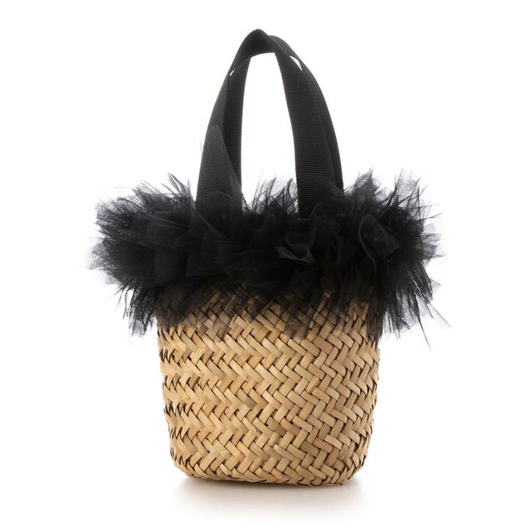 ブラック | カカトゥ kakatoo / チュールフリンジミニ2wayカゴバッグ | UNBILLION