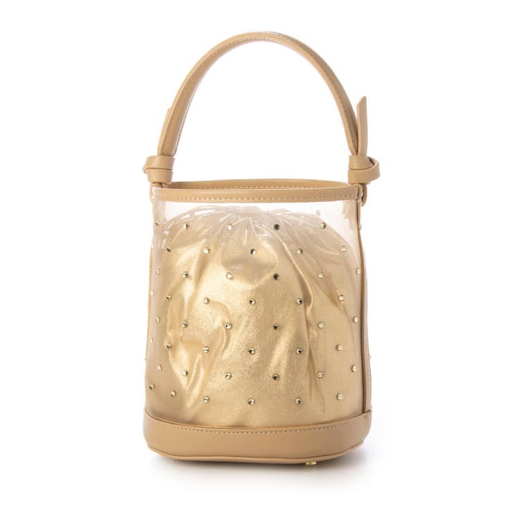 ベージュ | カカトゥ kakatoo / チュール×ビジュー風2wayバケツバッグ | UNBILLION