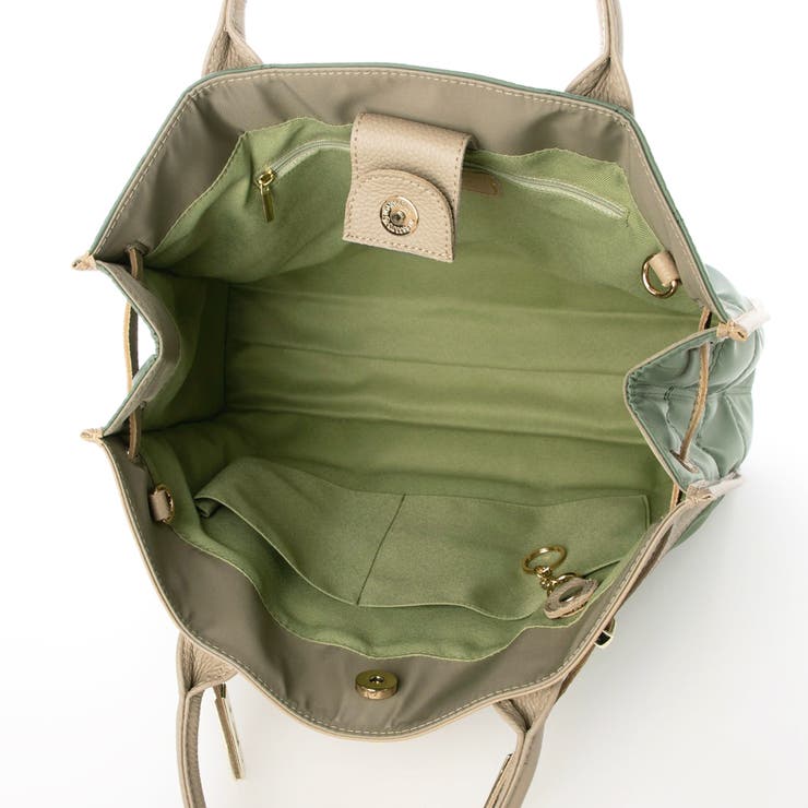 ペルケ perche ナイロンキルト×クロコ型押し牛革A4収納2way