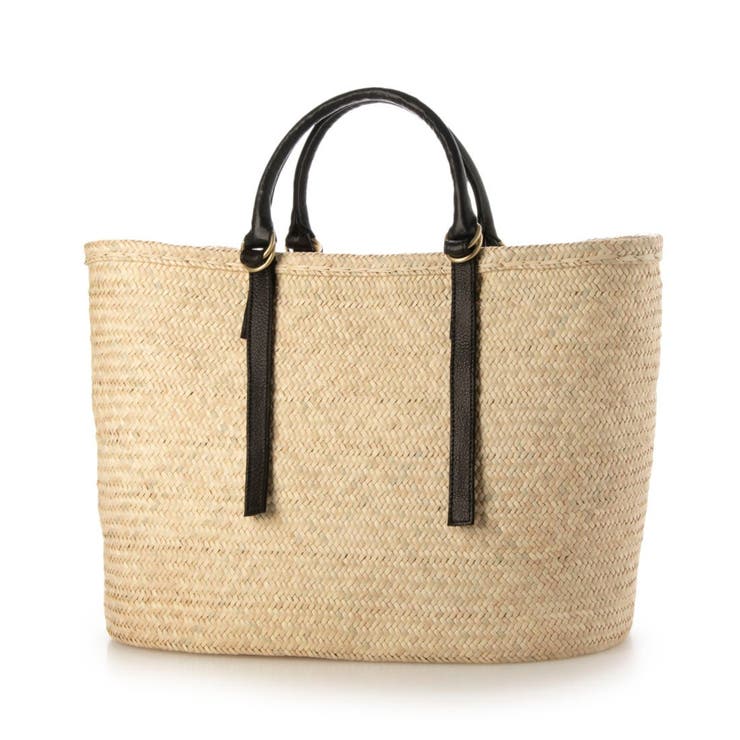 ブラック | ペルケ perche / 牛革付属椰子かごマルシェバッグ | UNBILLION