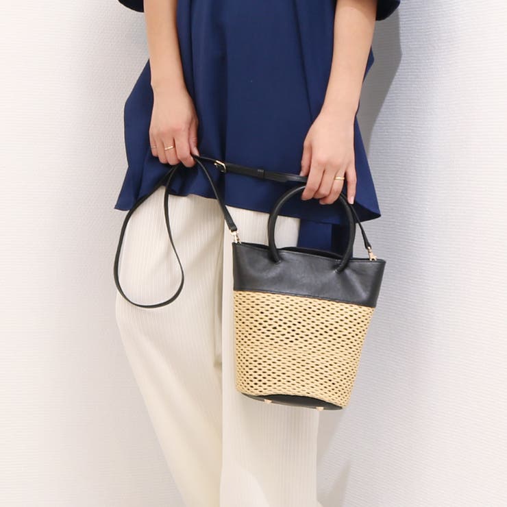 ペルケ perche / エステルメッシュ・牛革丸手2wayバケツバッグ | UNBILLION | 詳細画像1 