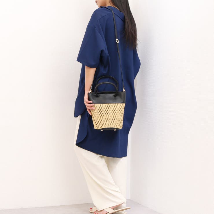 ペルケ perche / エステルメッシュ・牛革丸手2wayバケツバッグ | UNBILLION | 詳細画像4 