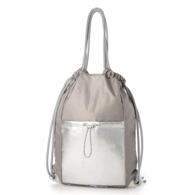 ライトグレー | ペルケ perche / ナイロン×牛革ドローコード2wayナップサック | UNBILLION