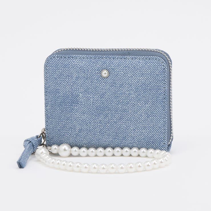 ライトブルー | ペルケ perche / パール調ストラップ・ジャバラカードウォレット | UNBILLION