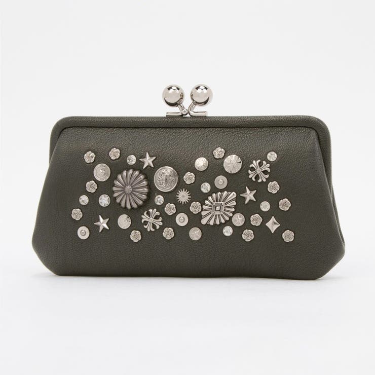 グレー | ペルケ  / マルチスタッズがま口ロングウォレット | UNBILLION