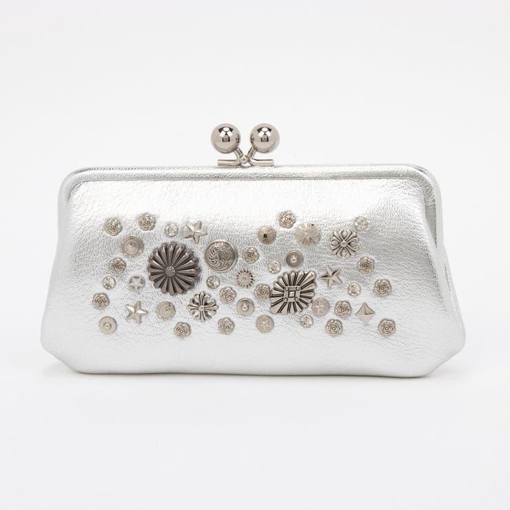 シルバー | ペルケ  / マルチスタッズがま口ロングウォレット | UNBILLION