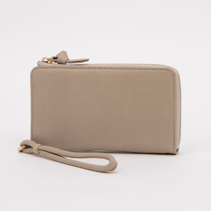 ベージュ | ペルケ perche / ドット型押しL字ロングストラップウォレット | UNBILLION