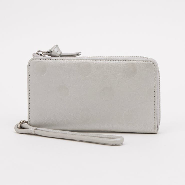 シルバー | ペルケ perche / ドット型押しL字ロングストラップウォレット | UNBILLION