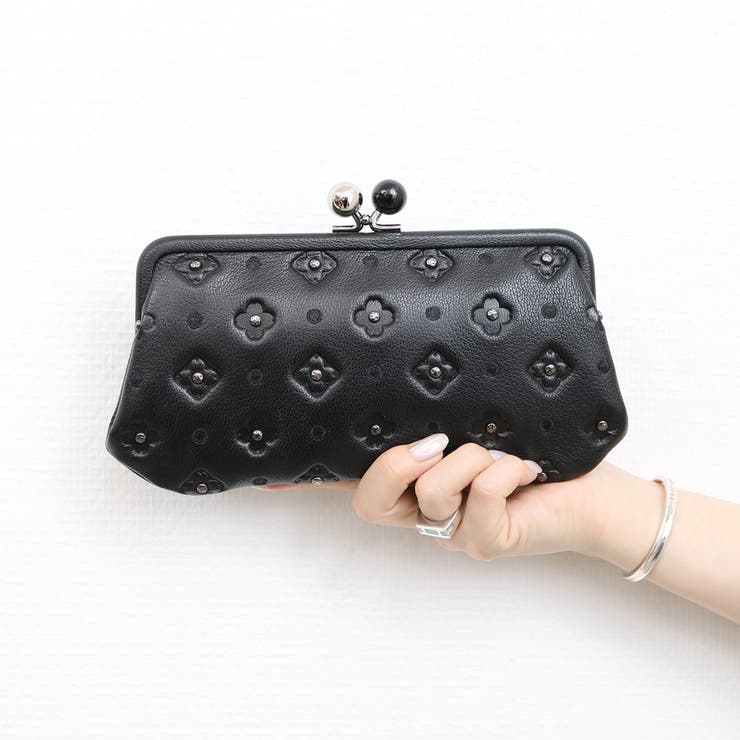 ブラック | ペルケ perche / サクラ・スタッズ・アクリル玉がま口長財布 | UNBILLION