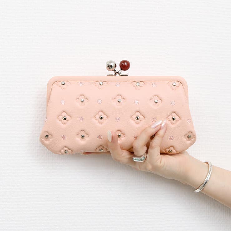 ピンク | ペルケ perche / サクラ・スタッズ・アクリル玉がま口長財布 | UNBILLION