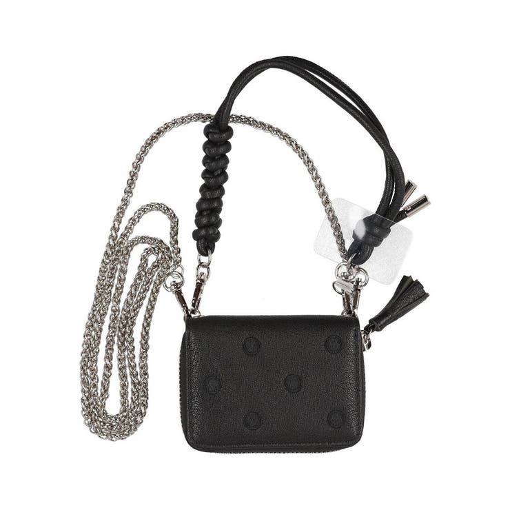 ブラック | ペルケ perche / ドット刺繍ジャバラチャームウォレットショルダー | UNBILLION