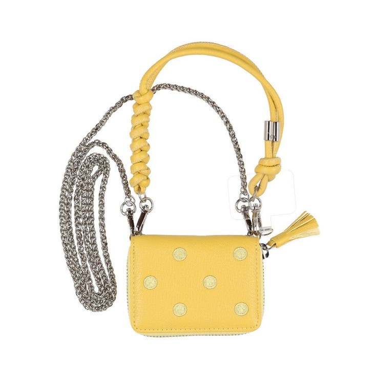 イエロー | ペルケ perche / ドット刺繍ジャバラチャームウォレットショルダー | UNBILLION
