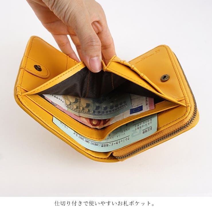 ラウンドファスナー二つ折り財布 財布 レディース[品番：EMNB0001098