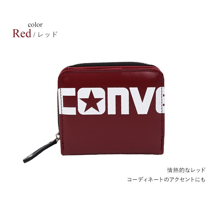 レッド | ラウンドファスナー二つ折り財布 折りたたみ財布 二つ折り財布 | e-mono men
