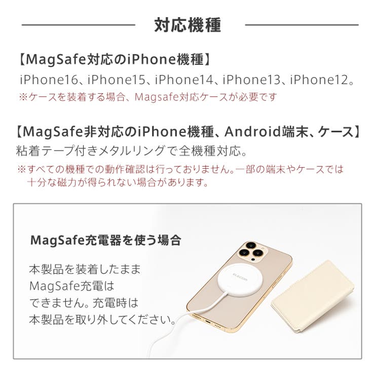 MagSafe対応でも非対応でもメタルリングで全機種対応