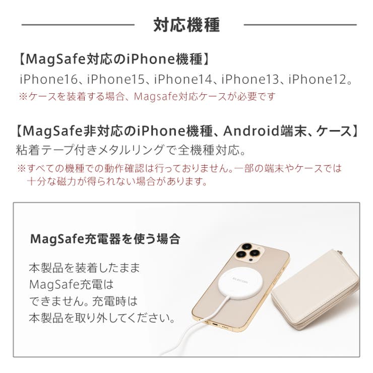 MagSafe対応でも非対応でもメタルリングで全機種対応