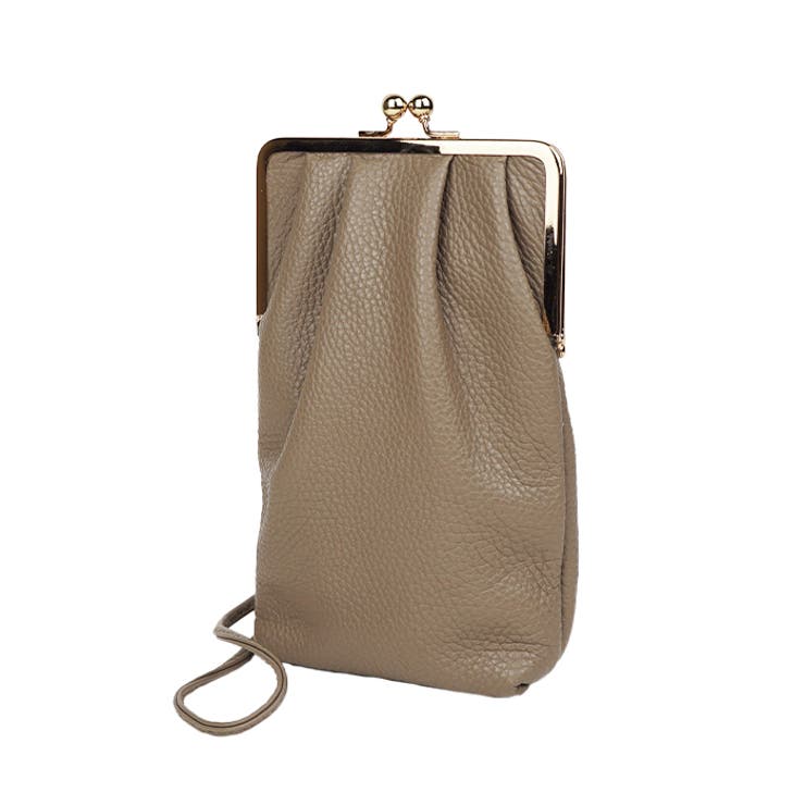 ベージュ | がま口スマホショルダー スマホポシェット スマホポーチ | e-mono