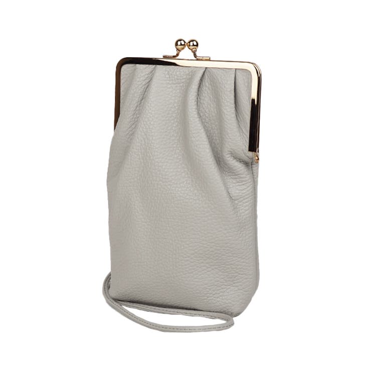 グレー | がま口スマホショルダー スマホポシェット スマホポーチ | e-mono