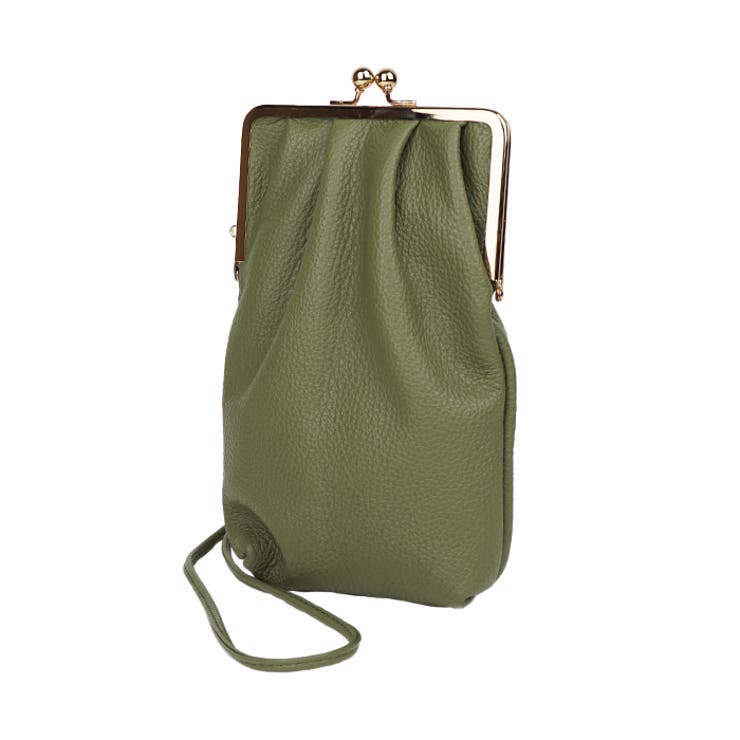 カーキ | がま口スマホショルダー スマホポシェット スマホポーチ | e-mono