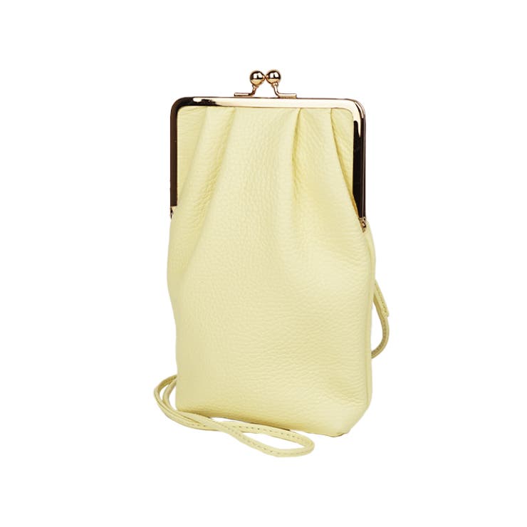 イエロー | がま口スマホショルダー スマホポシェット スマホポーチ | e-mono