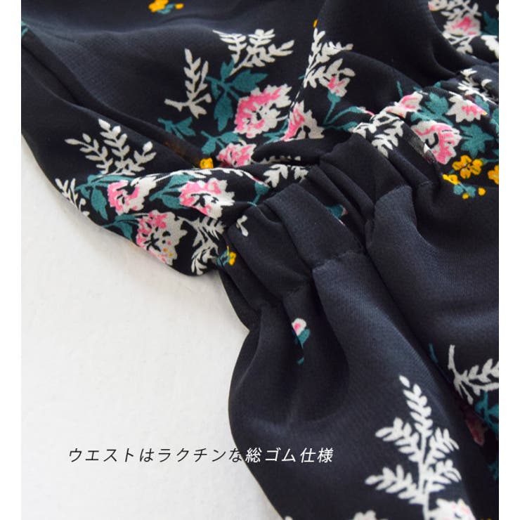 フラワーシフォン ロングワンピース[品番：EZ000008194]｜e