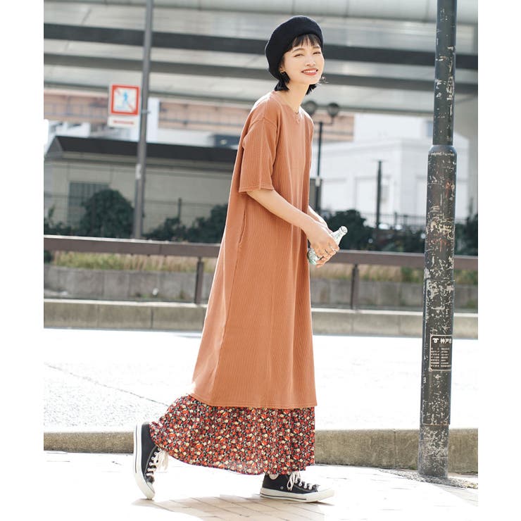 zootie：ワッフルカットソー Vネック ハーフスリーブワンピース[品番：EZ000009800]｜e-zakkamania  stores（イーザッカマニアストアーズ）のレディースファッション通販｜SHOPLIST（ショップリスト）