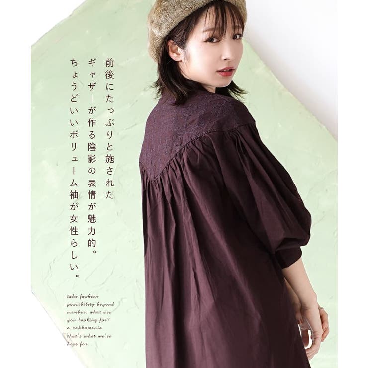ブザム刺繍 ボリューム袖ワンピース[品番：EZ000010249]｜e-zakkamania