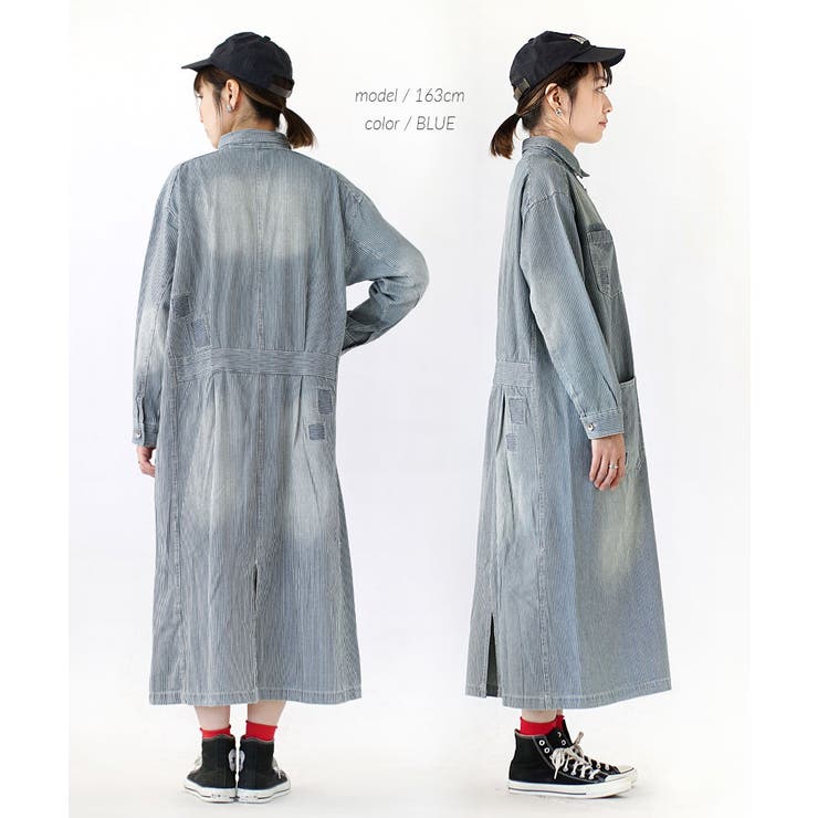 ヒッコリーストライプ シャツワンピース[品番：EZ000010596]｜e