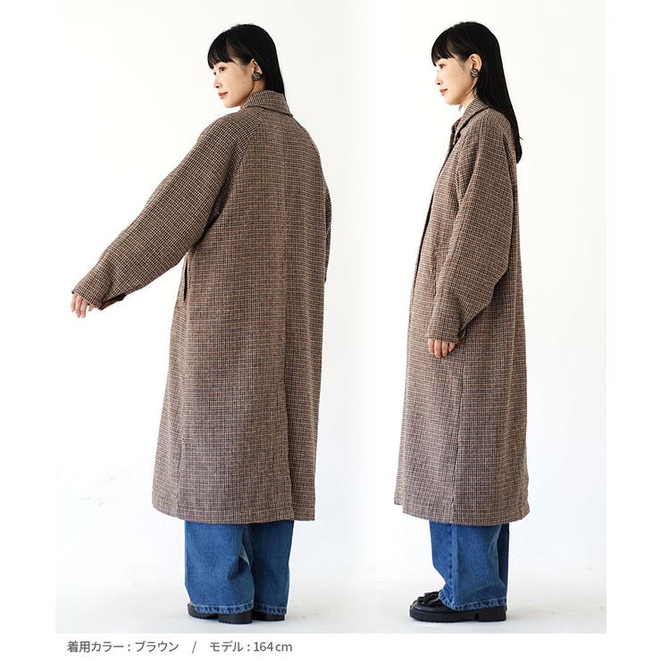 3wayカラー チェックロングコート
