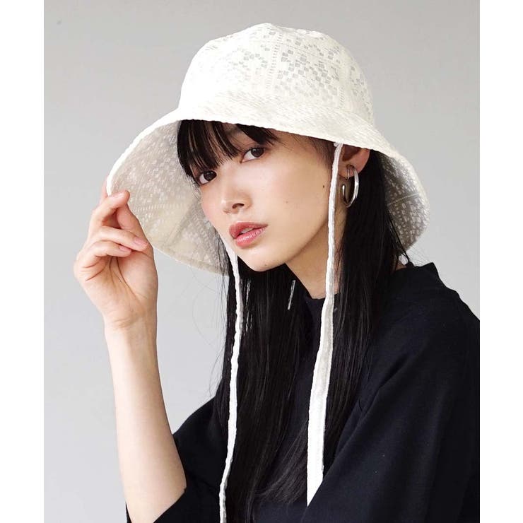 レース ワイドブリム バケットハット