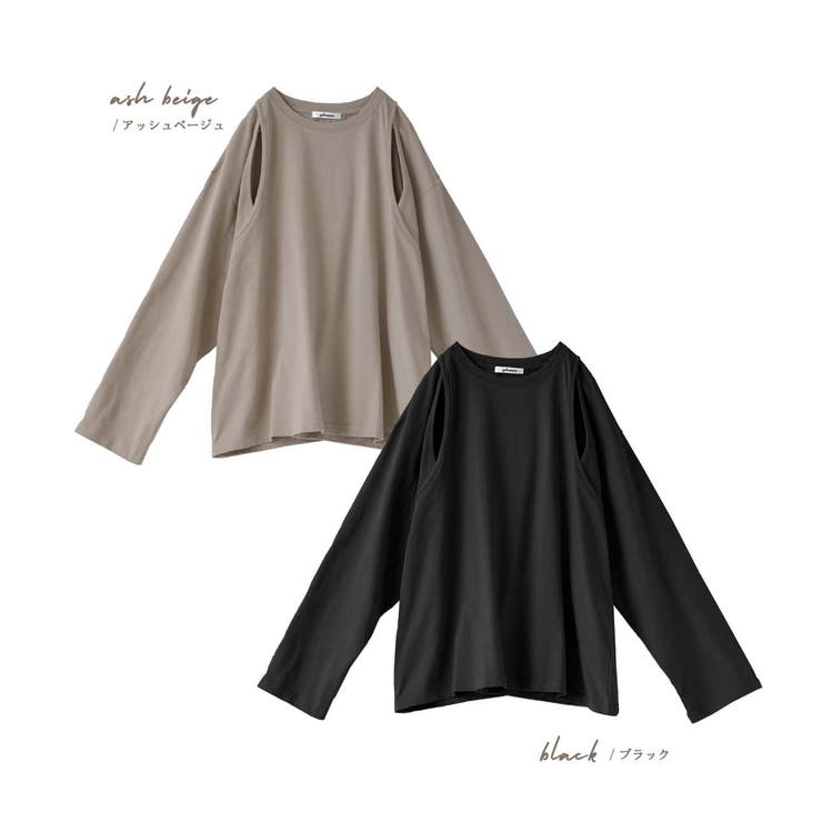 肩スリットデザイン ロングTシャツ[品番：EZ000012488]｜e