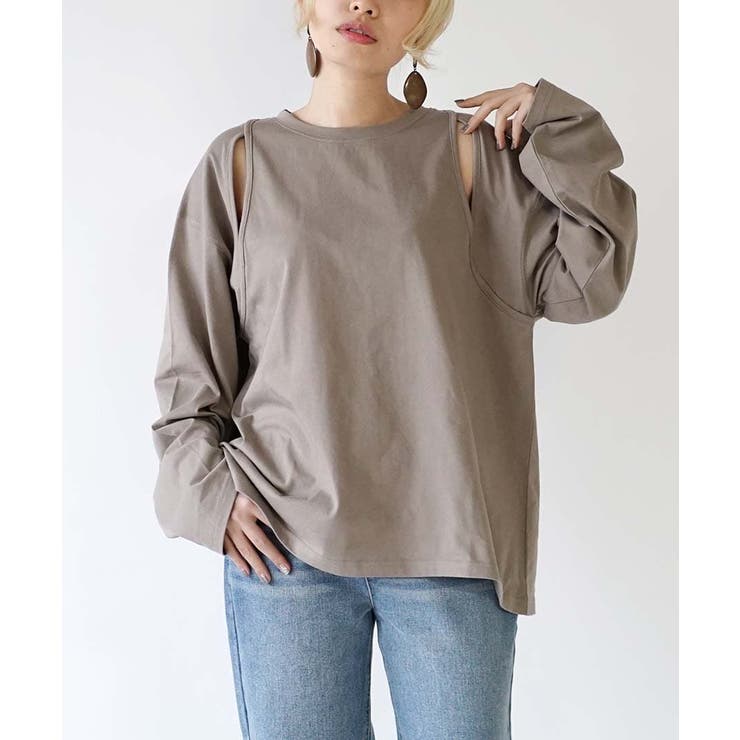 【セール】 福袋 の通販 肩スリットデザイン ロングTシャツ[品番：EZ000012488]｜e トップス