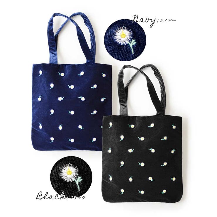 フラワー刺繍 ベロアトートバッグ[品番：EZ000013246]｜e-zakkamania  stores（イーザッカマニアストアーズ）のレディースファッション通販｜SHOPLIST（ショップリスト）