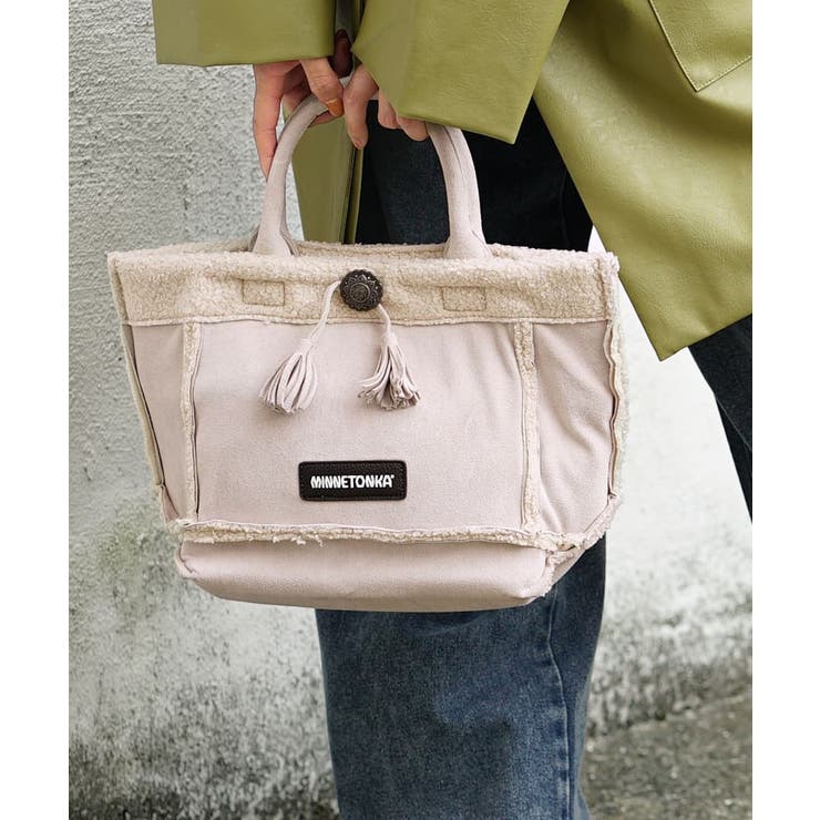 MINNETONKA（ミネトンカ）：スエード×ボアトートバッグ[品番
