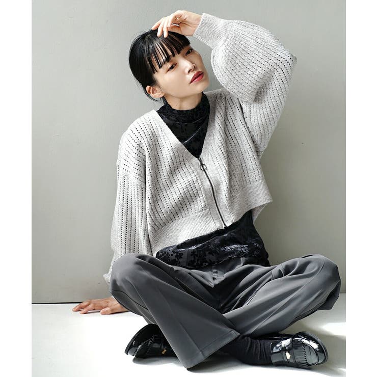 スパンコールラメ メッシュニット ジップカーディガン[品番：EZ000013346]｜e-zakkamania  stores（イーザッカマニアストアーズ）のレディースファッション通販｜SHOPLIST（ショップリスト）