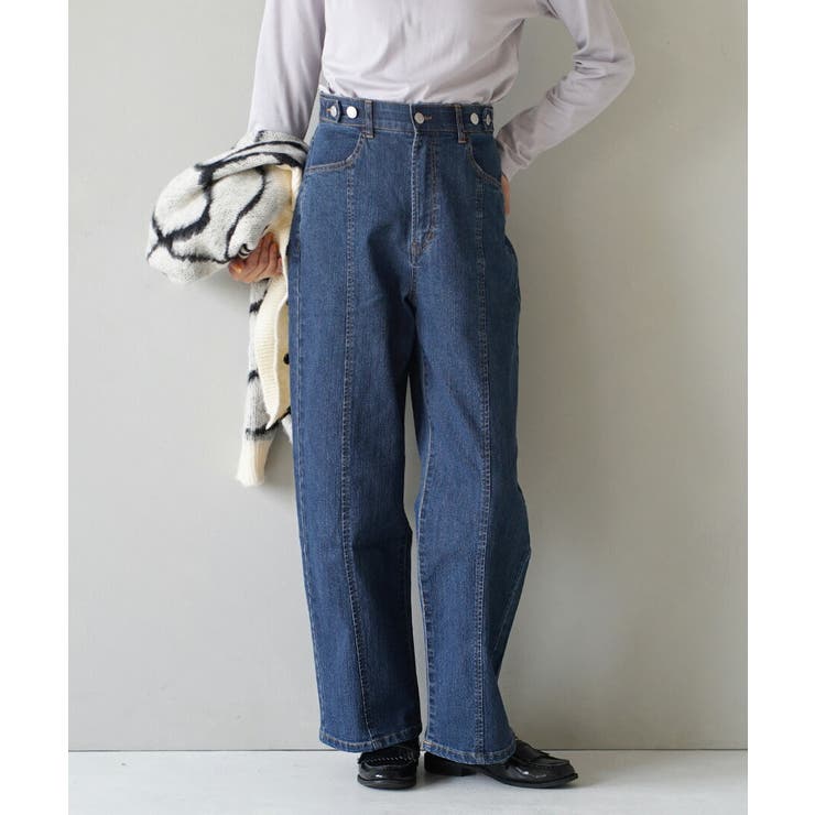 サイドボタン センターシーム リサイクルデニムパンツ[品番：EZ000013493]｜e-zakkamania  stores（イーザッカマニアストアーズ）のレディースファッション通販｜SHOPLIST（ショップリスト）
