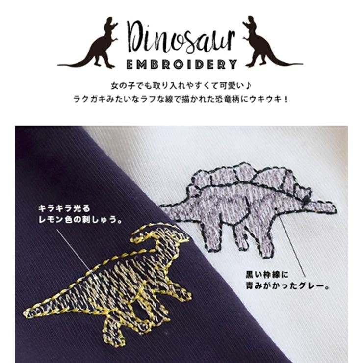 恐竜の刺繍柄　スリッポン