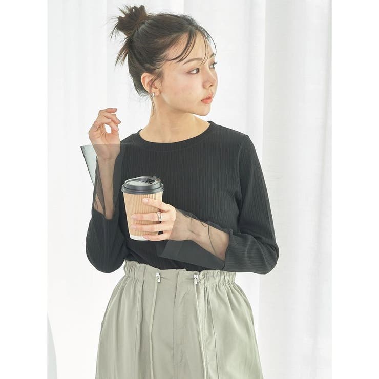 ellie シースループルオーバー　BLACK ELLIE シースループルオーバー【BLACK】（袖シアープルオーバー