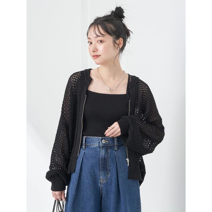 メッシュジップカーディガン[品番：EMEW0043492]｜earth