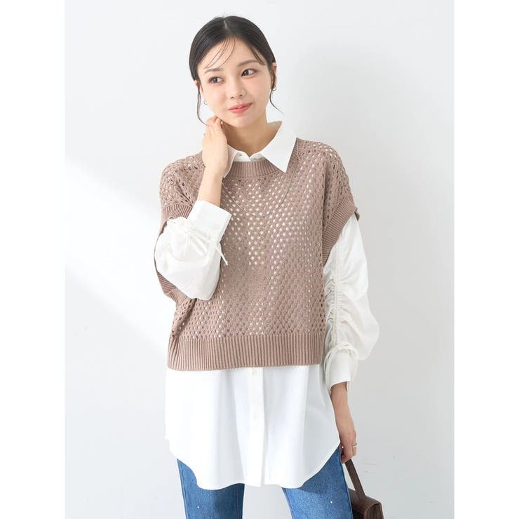 SET2点メッシュベスト+シャツ | earth music&ecology  | 詳細画像2