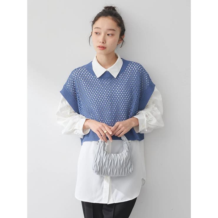 ブルー | SET2点メッシュベスト+シャツ | earth music&ecology