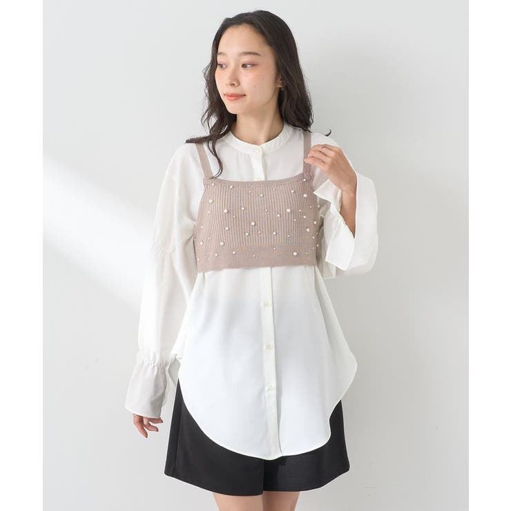 SET2点パールビスチェ+シャツ[品番：EMEW0045345]｜earth
