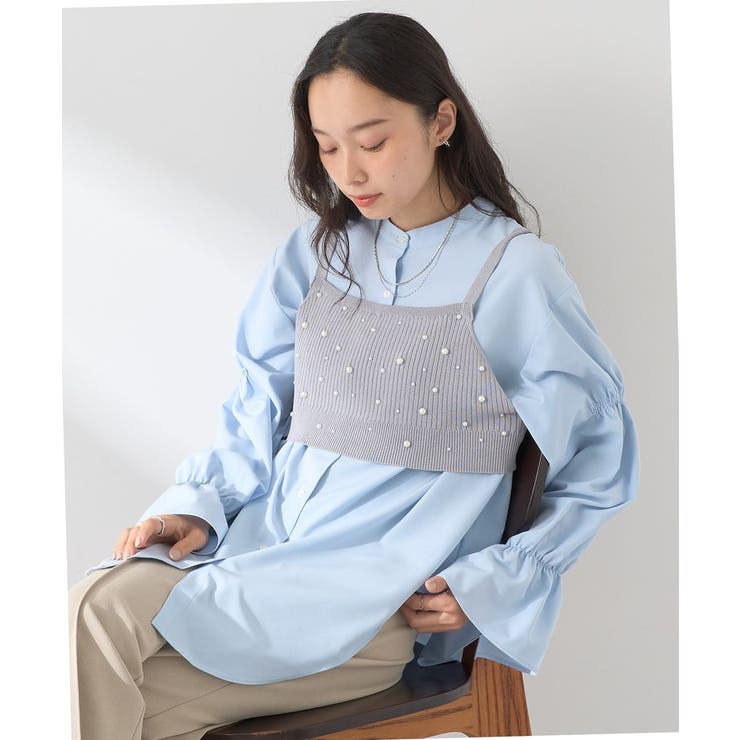 SET2点パールビスチェ+シャツ[品番：EMEW0045345]｜earth