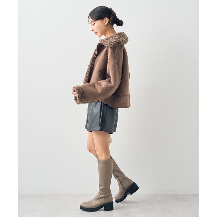 リバーシブルフェイクムートンショートブルゾン[品番