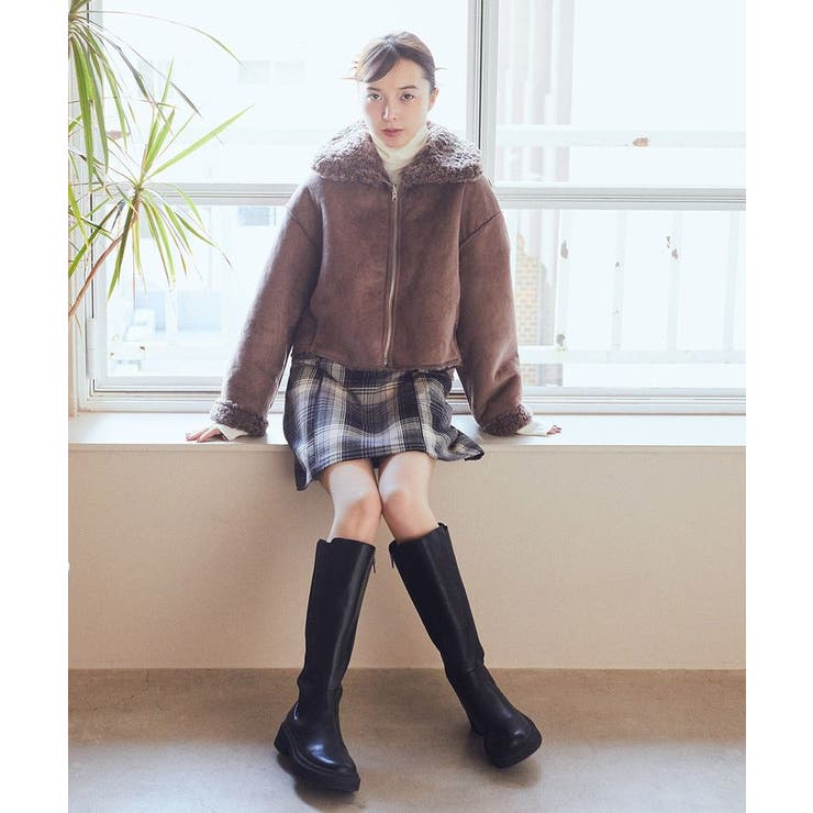 リバーシブルフェイクムートンショートブルゾン[品番
