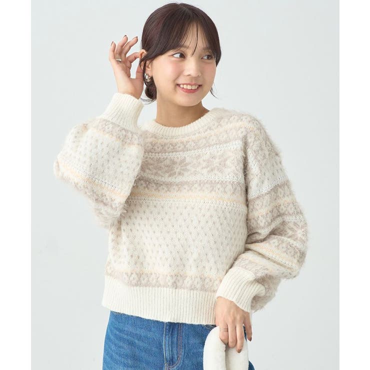 アイボリー | フェザーヤーンノルディックプルオーバー | earth music&ecology