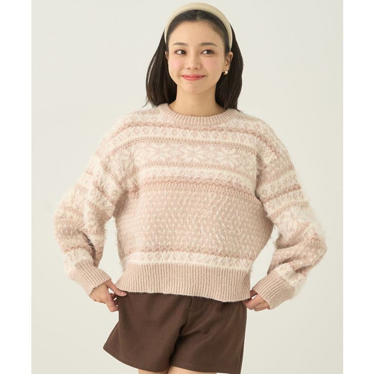 ベージュ | フェザーヤーンノルディックプルオーバー | earth music&ecology